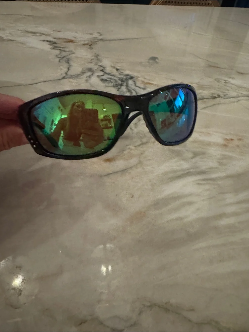 Costa Men's Black Frames with Green and Blue Mirrored Lenses
